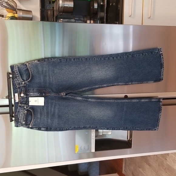💕ANINE BING💕 Kaia Jean 90s High Rise Straight Leg Wide Flare Blue Denim 28 NWT - Picture 11 of 16